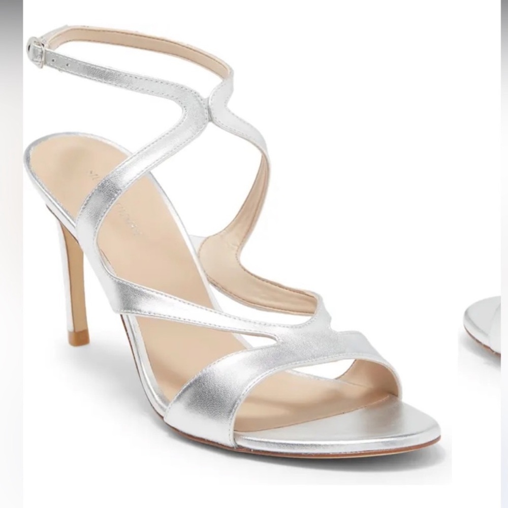 Stuart Weitzman Women’s Size 9.5 Mariposa 80 Silver Strappy Stiletto Heels
